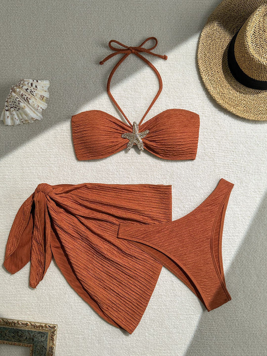 Damen Bandeau-Bikini mit schickem Wickeltuch R&B