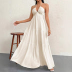 Damen Maxikleid mit schulterfreiem Design und Faltenwurf R&B