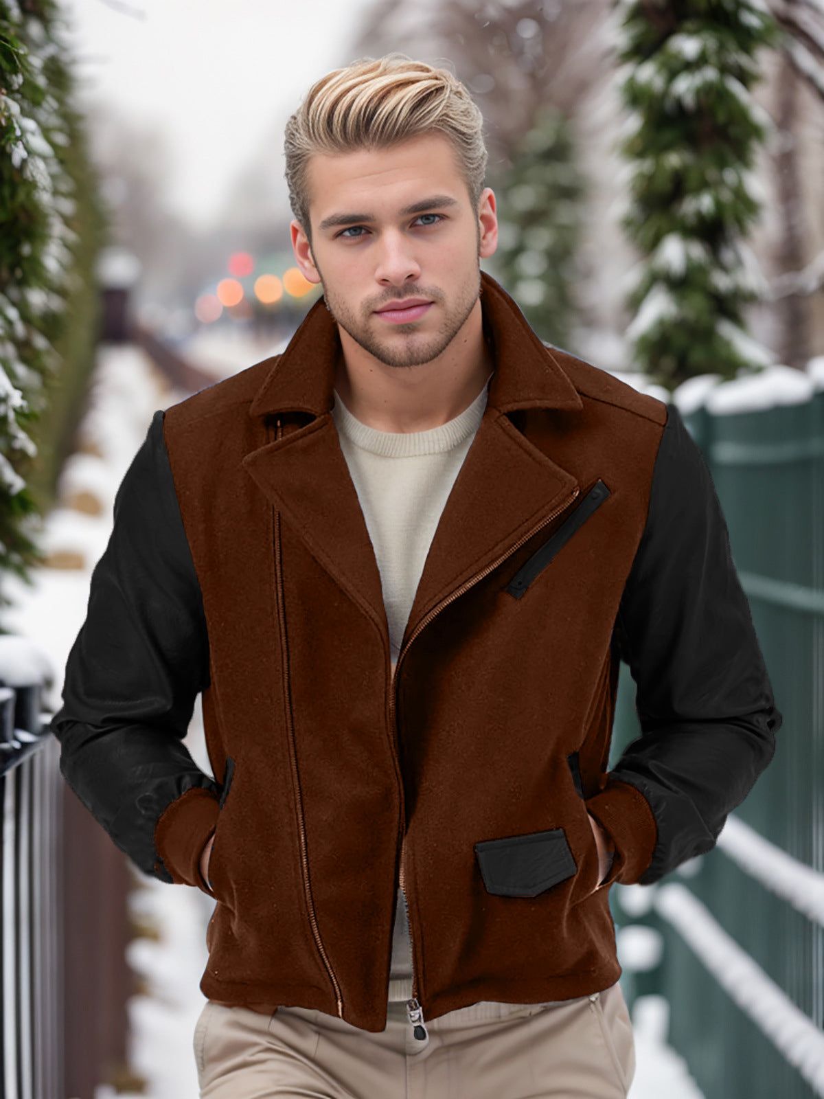 Herren modische Fleece-Kombijacke mit akzenten R&B
