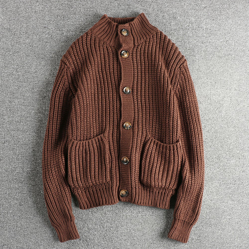 Damen Strickjacke mit großen Taschen und Knopfverschluss R&B