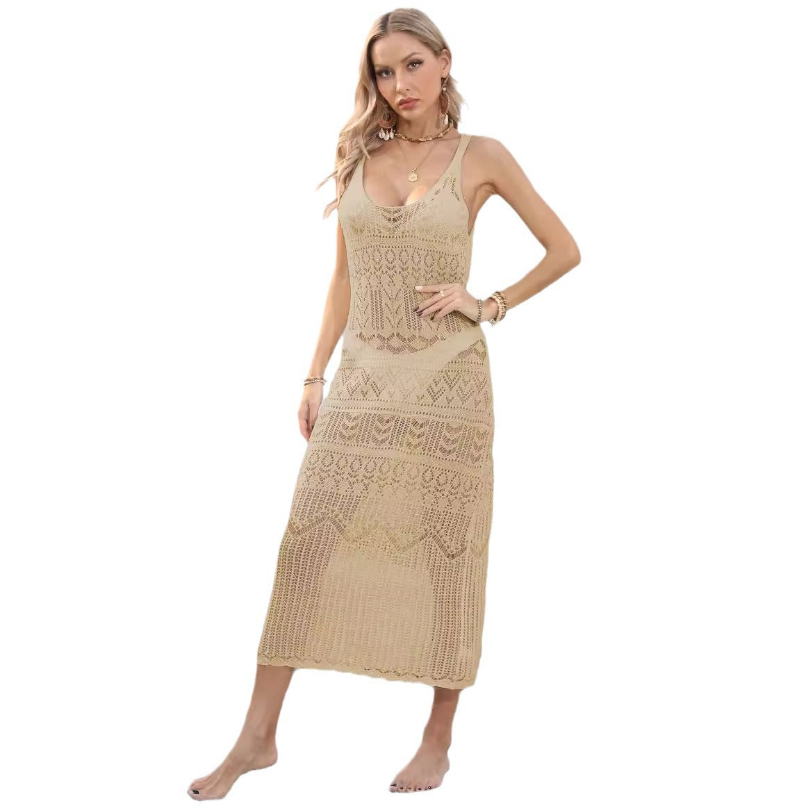 Damen luftiges Häkel-Kleid R&B