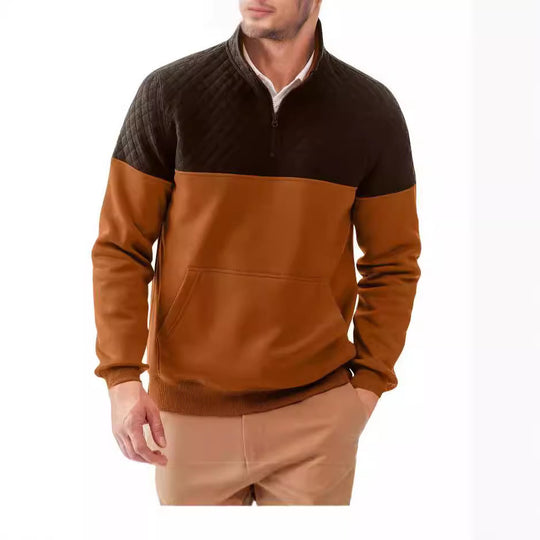 Herren Stepppullover mit hohem Kragen und praktischer Kängurutasche R&B
