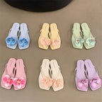 Damen Flip-Flops mit dekorativen Orchideen-Applikationen EB