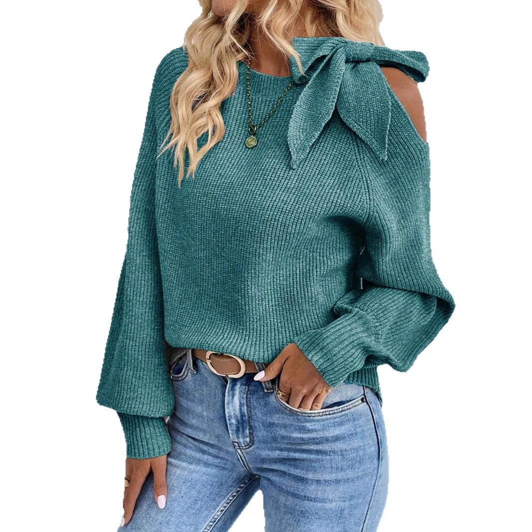 Damen lässiger Pullover mit besonderem Schulterdesign R&B