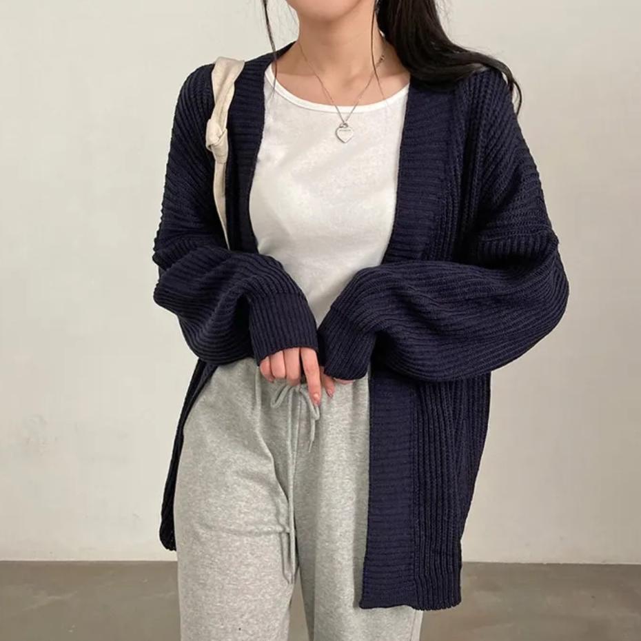 Damen Übergröße Strickjacke mit weit geschnittenen Ärmeln und strukturierter Textur R&B