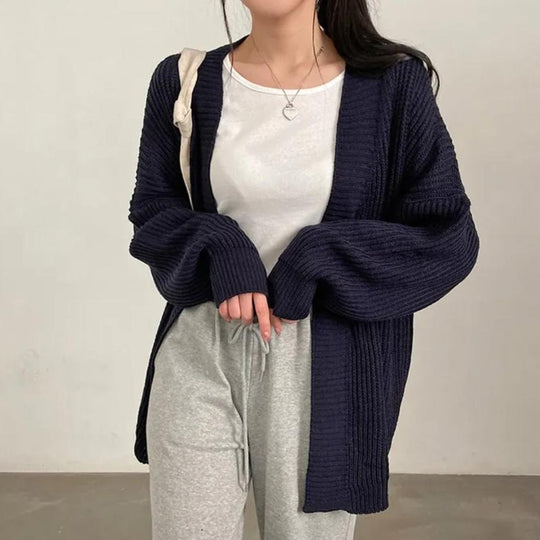 Damen Übergröße Strickjacke mit weit geschnittenen Ärmeln und strukturierter Textur R&B