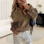 Damen modische Blousonjacke mit praktischen Taschen R&B