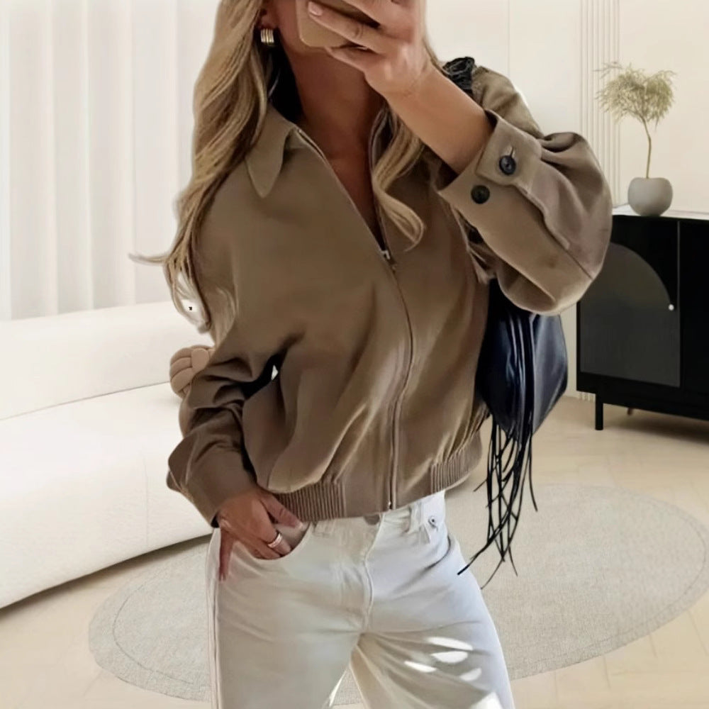 Damen modische Blousonjacke mit praktischen Taschen R&B