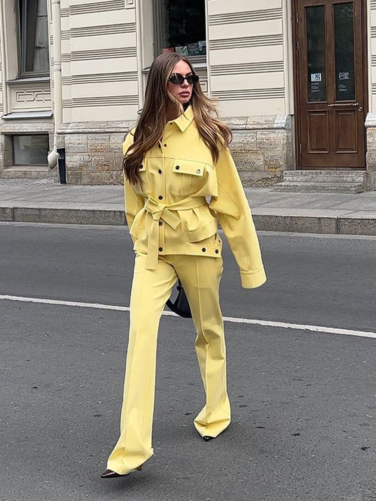 Damen modische Oversized Jacke und Pants Set R&B