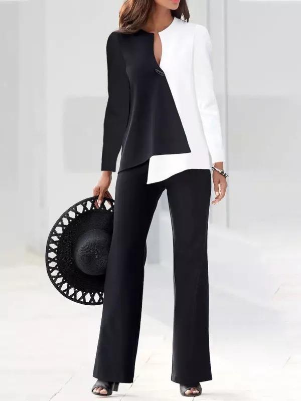 Damen Elegantes und modernes Hosenanzug-Set mit asymmetrischem Design R&B