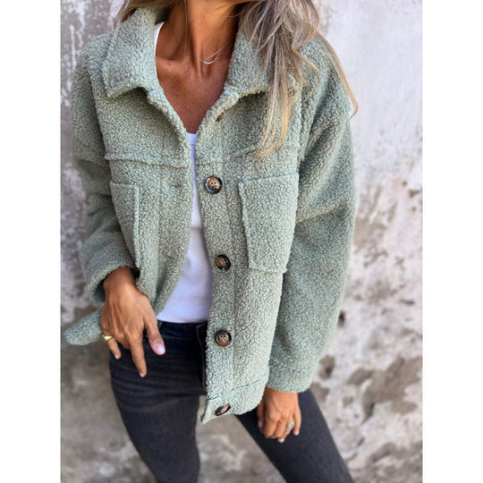 Damen Flauschige Teddyjacke mit praktischen Taschen R&B