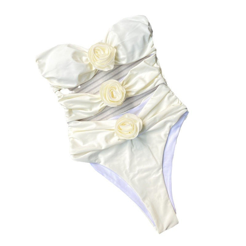 Damen Cut-Out Bikini mit dekorativen Blütenakzenten