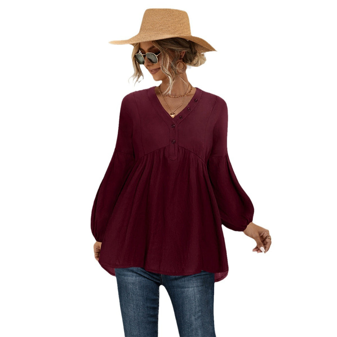 Damen Blusenshirt mit Knopfdetails und lockerer Passform R&B
