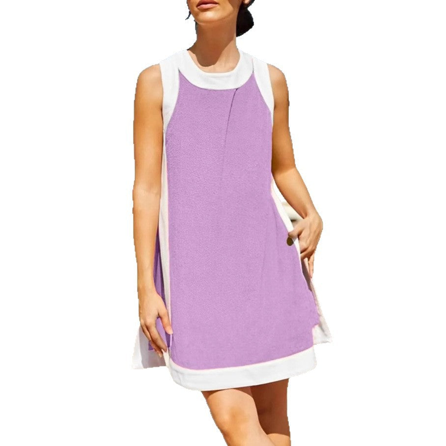 Damen lässiges Strandkleid mit kontrastierenden Abschlüssen und moderner Silhouette R&B