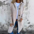 Damen kuschelige Strickjacke mit Kapuze und großen Taschen R&B