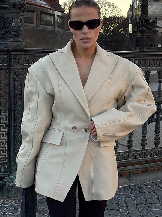 Damen Oversized Blazerjacke mit modernem Schnitt und eleganten Details R&B