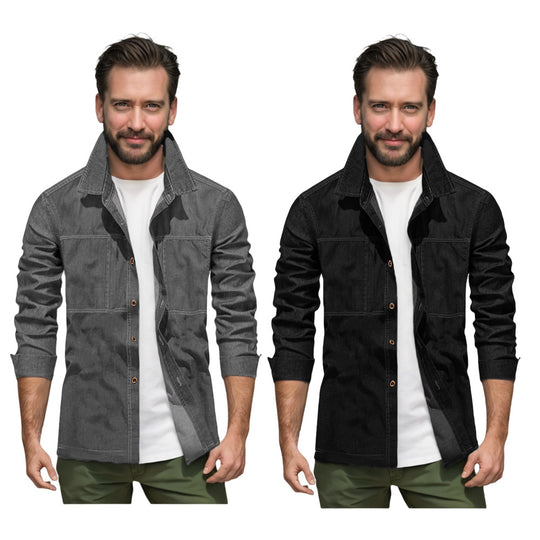 Herren lässige Utility-Jacke mit praktischen Taschen und stylischem Schnitt R&B