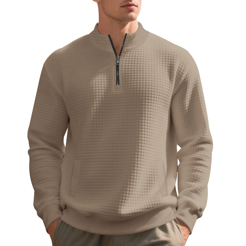 Herren Sweatshirt mit halbem Reißverschluss und strukturiertem Design R&B