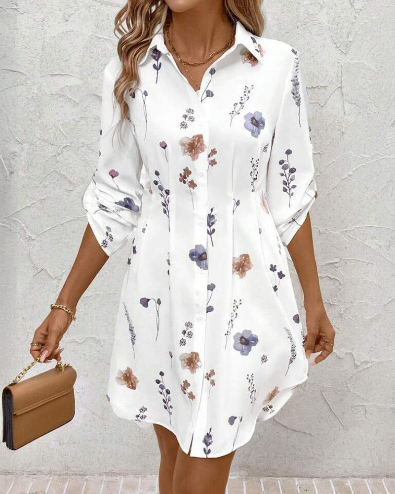 Damen Hemdblusenkleid mit floralen Akzenten und komfortablem Schnitt R&B