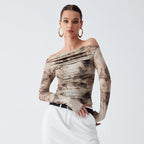 Damen Elegantes Oberteil mit Offshoulder-Passform und drapiertem Design R&B