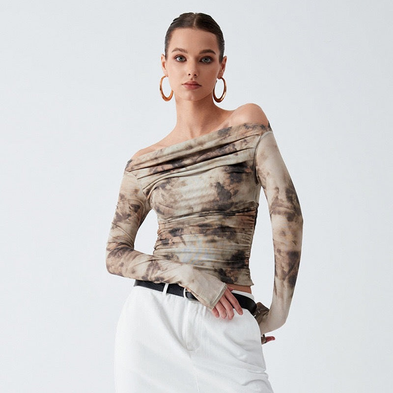 Damen Elegantes Oberteil mit Offshoulder-Passform und drapiertem Design R&B