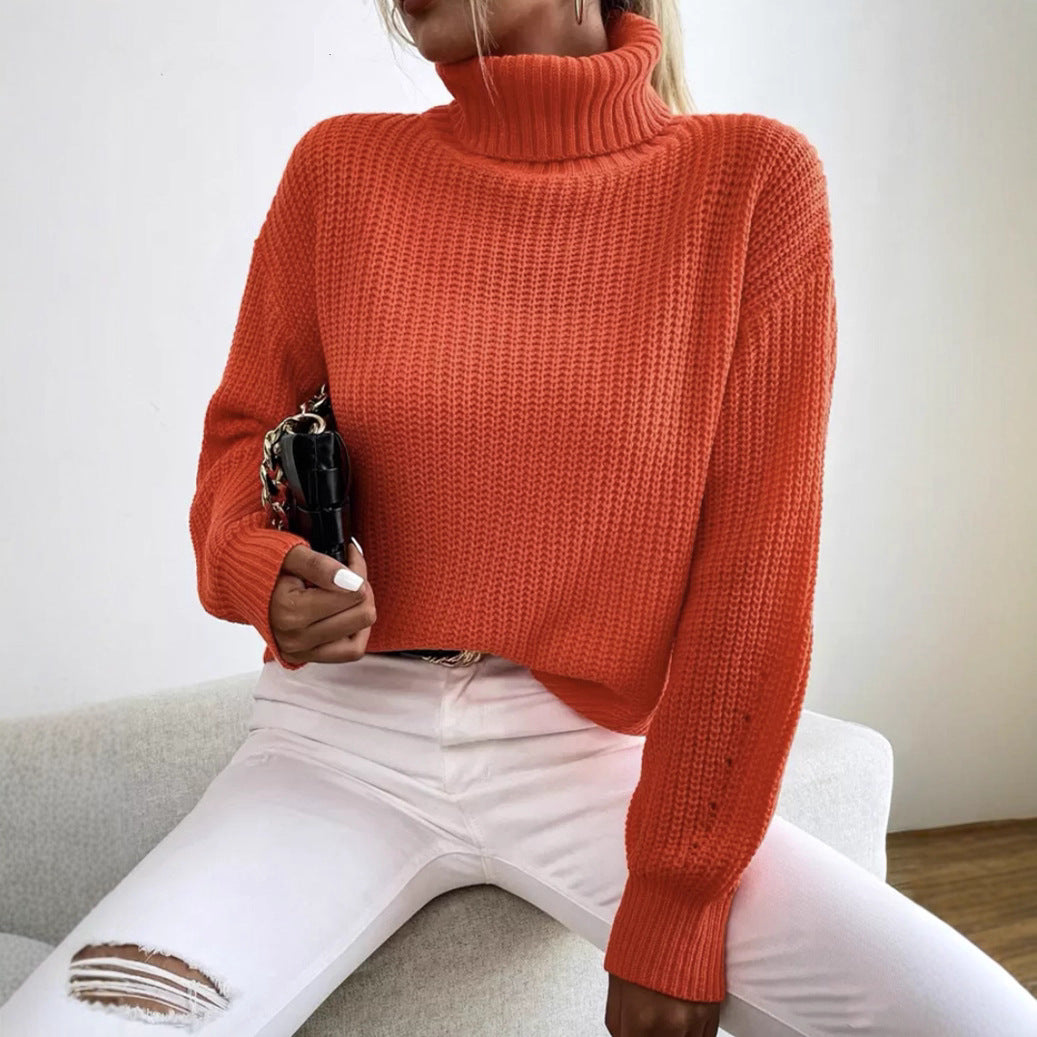 Damen Gemütlicher chunky Pullover mit Rollkragen und strukturiertem Strick R&B