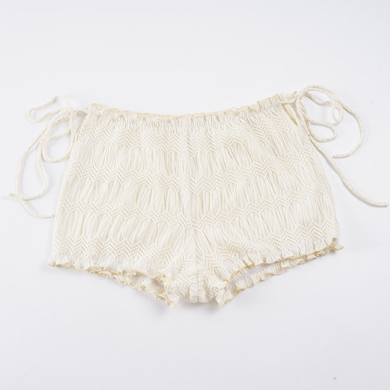 Damen luftige Shorts mit elastischem Bund und Bindeakzenten R&B