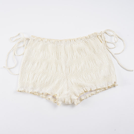Damen luftige Shorts mit elastischem Bund und Bindeakzenten R&B
