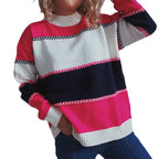 Damen modischer Streifenpullover mit hochgeschlossenem Kragen und lässigem Schnitt R&B