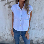 Damen Hemdblusenshirt mit einzigartigem Schnitt und praktischen Taschen