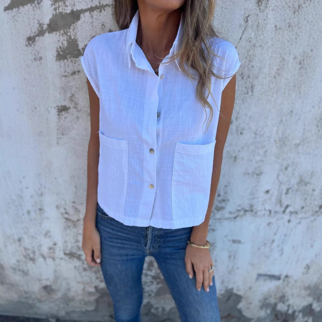Damen Hemdblusenshirt mit einzigartigem Schnitt und praktischen Taschen