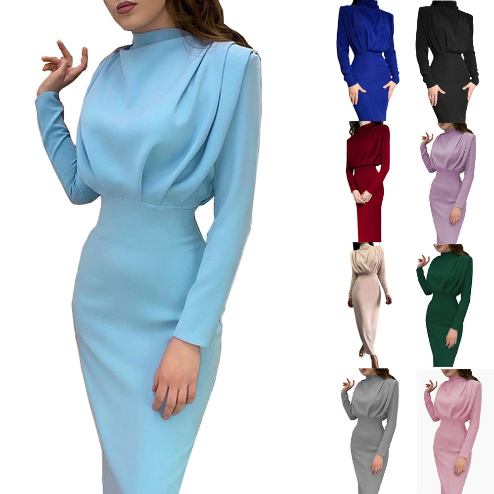 Damen Elegantes Wickelkleid mit Raffungen und langem Schnitt R&B