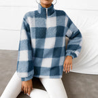 Damen Fleece-Pullover mit hohem Kragen und durchgehendem Reißverschluss