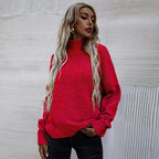 Damen Pullover mit hohem Kragen und lässigem Oversized-Schnitt R&B