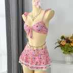 Damen Bikini-Set mit verspieltem Wickelrock und floralem Design R&B