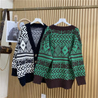 Damen Übergroße Strickjacke mit geometrischem Muster R&B