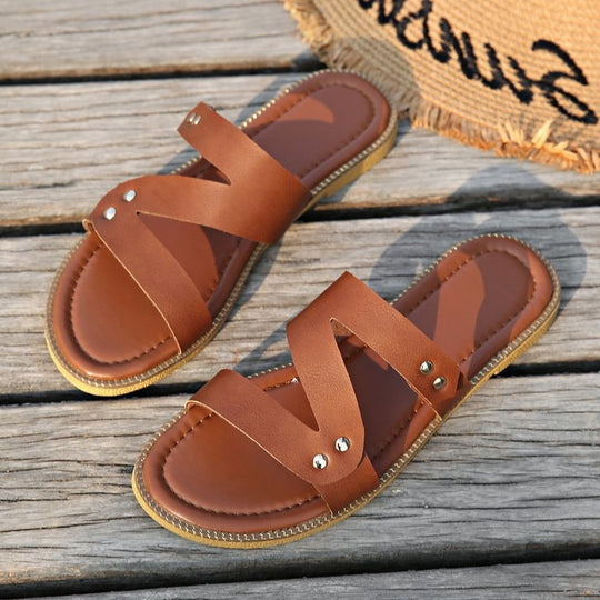 Damen komfortable Cross-Sandalen mit modischer Riemchenstruktur R&B