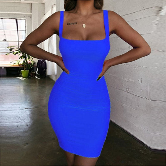 Damen Bodycon Minikleid mit breiten Trägern und taillierter Silhouette R&B