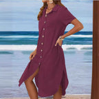 Damen Hemdblusenkleid mit Knopfdetail und schwingendem Saum R&B