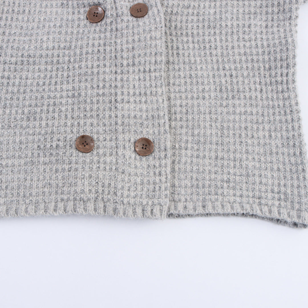 Damen Strickjacke mit doppelter Knopfleiste und hoher Kragen R&B