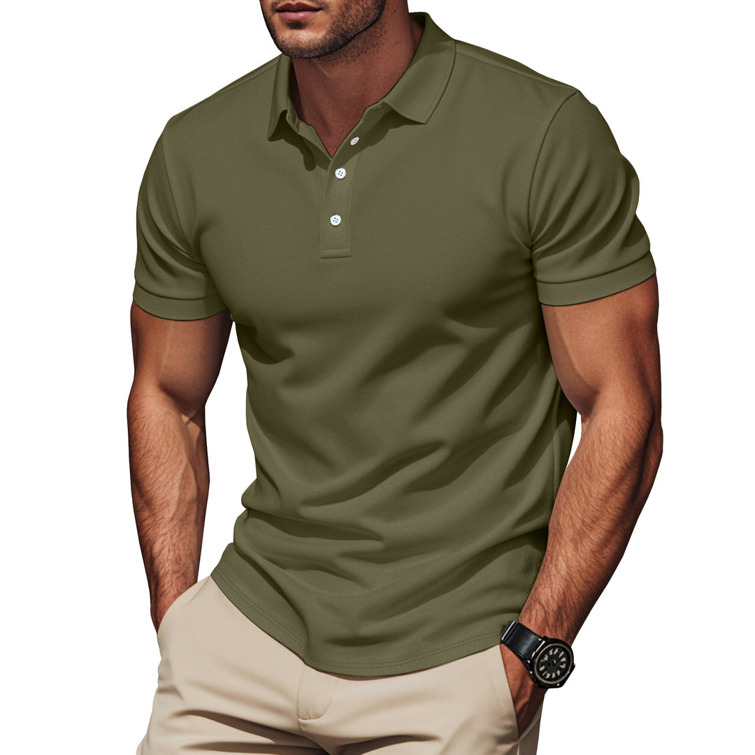Herren nan Pima-Baumwoll-Polo mit Kentkragen, schmaler Silhouette und verstärkter Knopfleiste R&B