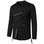 Herren Modisches Langarmshirt mit Asymmetrischem Design und Praktischer Brusttasche