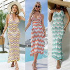 Damen Häkel-Maxikleid mit Chevron-Muster R&B