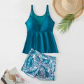 Damen Sport Tankini Set mit stilvollem Volant und floralem Muster R&B