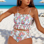 Damen Hochtailliertes Bikiniset mit Rüschen
