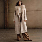 Damen Luxus Kunstpelz-Mantel mit elegantem Revers R&B