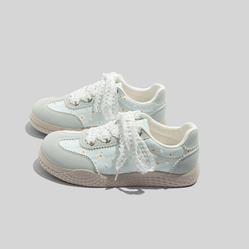 Damen Sneakers mit verspieltem Blumenmuster und rutschfester Sohle