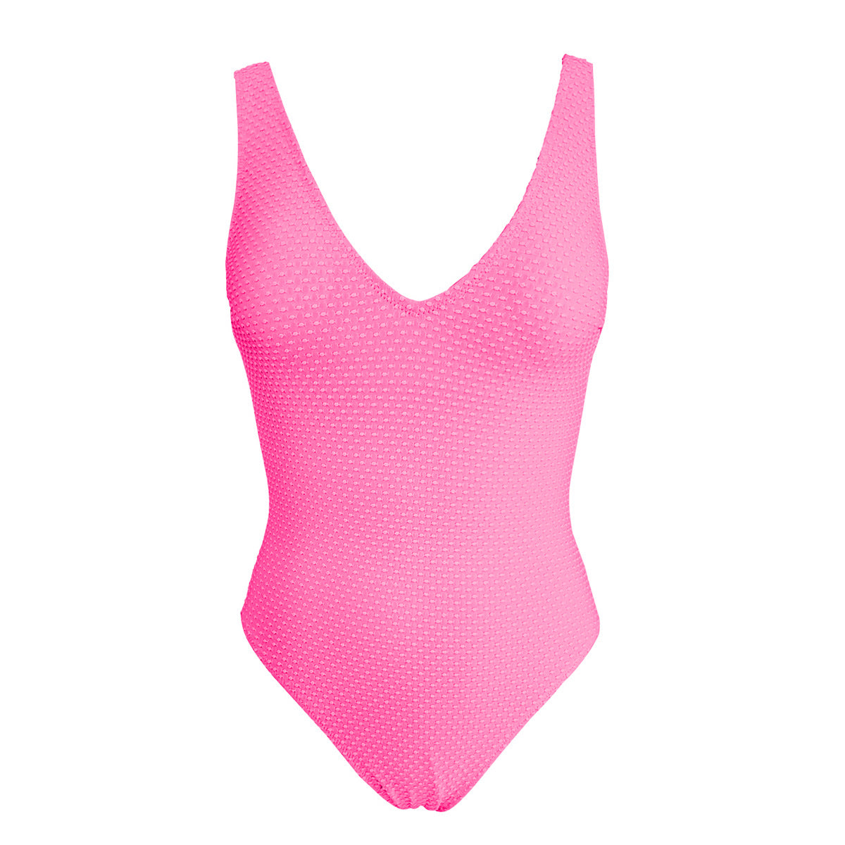 Damen Einteiliger Badeanzug mit V-Ausschnitt und strukturiertem Design R&B