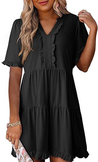 Damen luftiges Sommerkleid mit Rüschendetails R&B