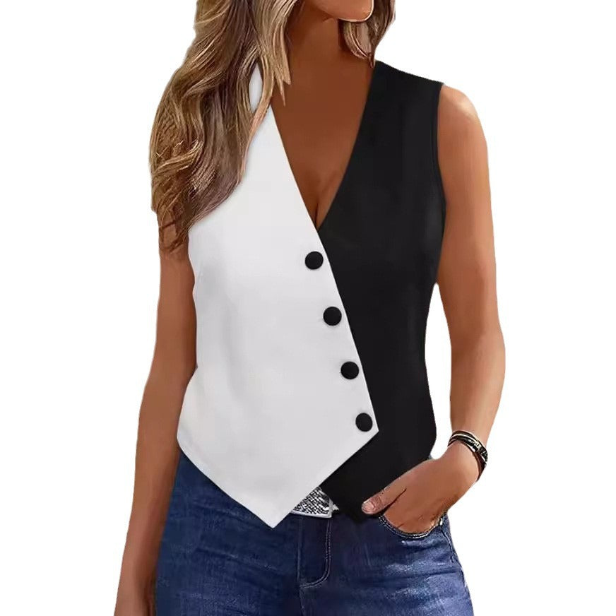 Damen Elegante Weste mit asymmetrischem Schnitt und Knopfdetails R&B